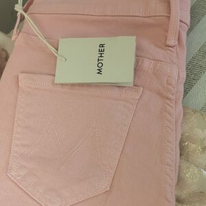 mother mid rise dazzler, ankle pink